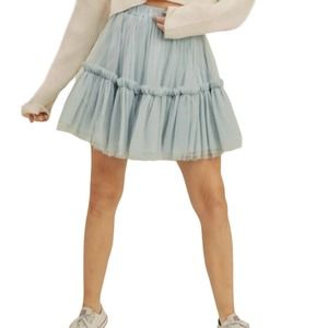 Mable Jaylani Tulle Tutu Mini Skirt In Dusty Soft Light Blue M Medium New Nwt
